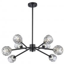 Trans Globe 11668 BK - 8LT PENDANT-CRYSTAL SHADE-BK